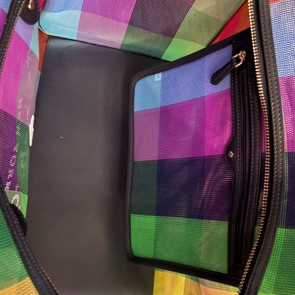 kate spade Multicolor Striped mesh Tote with Black Trim - Picture 3 of 5